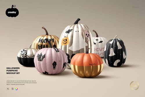 Halloween Pumpkins Mockup Set - mockup preview 1