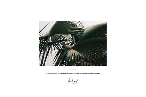 Front view of a fridge wrap mockup featuring a tropical palm leaf pattern in green and white tones on a plain background.