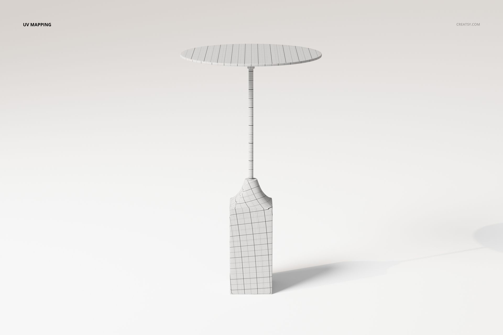 Modern pedestal coffee table 3D model with a round top and geometric base, shown on a plain white background.