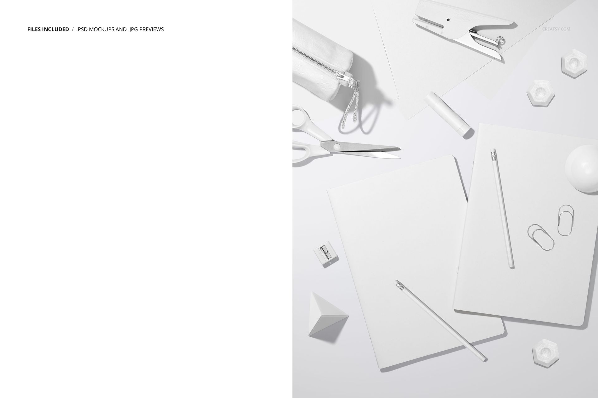 Stationery Objects and Two Classic A4 Notebooks Mockup - mockup screenshot 2