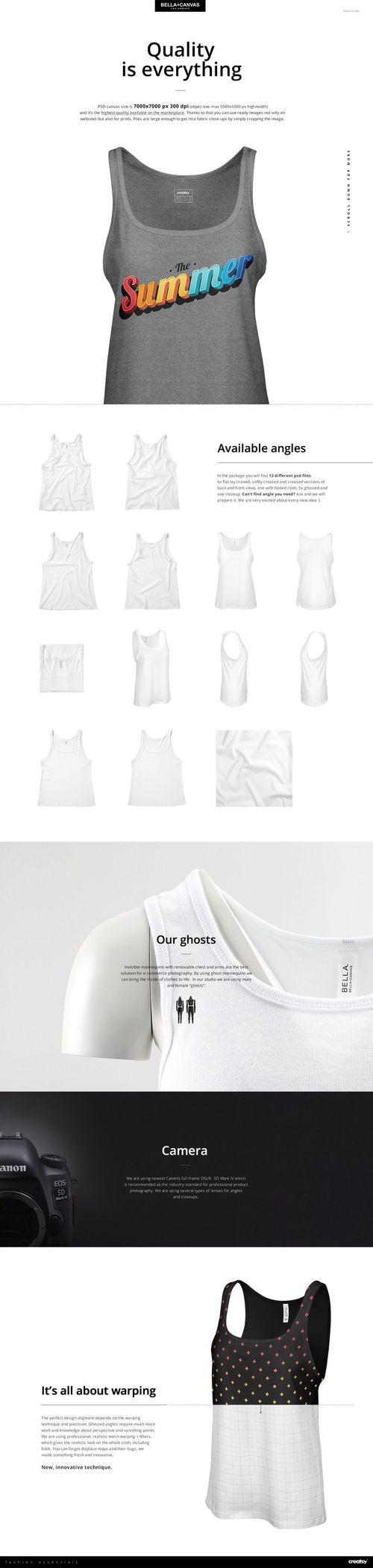 Women's jersey tank top mockup featuring a relaxed fit, shown in various angles and fabric textures on a white background.