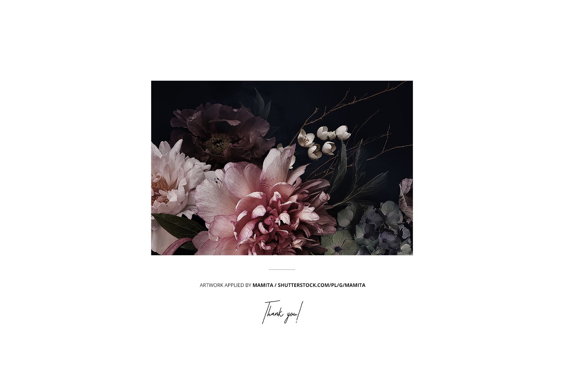 Satin fabric mockup with a close-up of detailed flowers in soft pink and cream shades against a deep black backdrop.