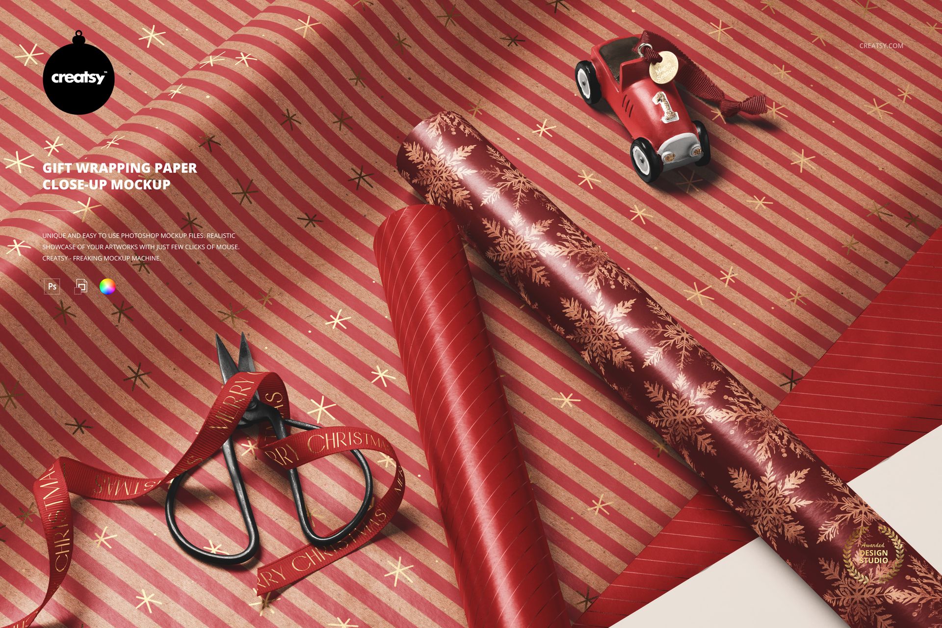 Gift Wrapping Paper Close-up Mockup | Creatsy®