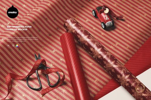 Gift Wrapping Paper Close-up Mockup - mockup preview 1