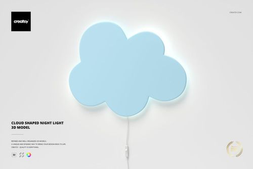Cloud Shaped Night Light 3D Model - mockup preview 1