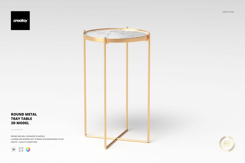 Round Metal Tray Table 3D Model - mockup screenshot 1