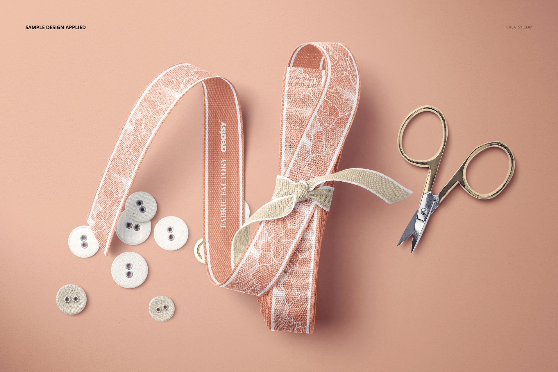 Small Scissors and Cotton Ribbon Mockup - mockup screenshot 4