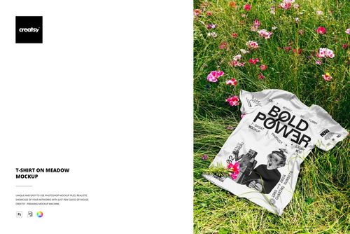 T-shirt on Meadow Mockup - mockup preview 1