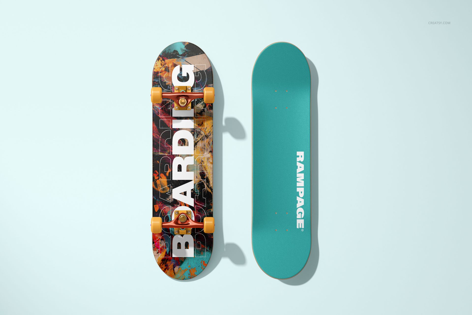 Skateboard Deck with Track and Wheels Mockup Set - mockup screenshot 12