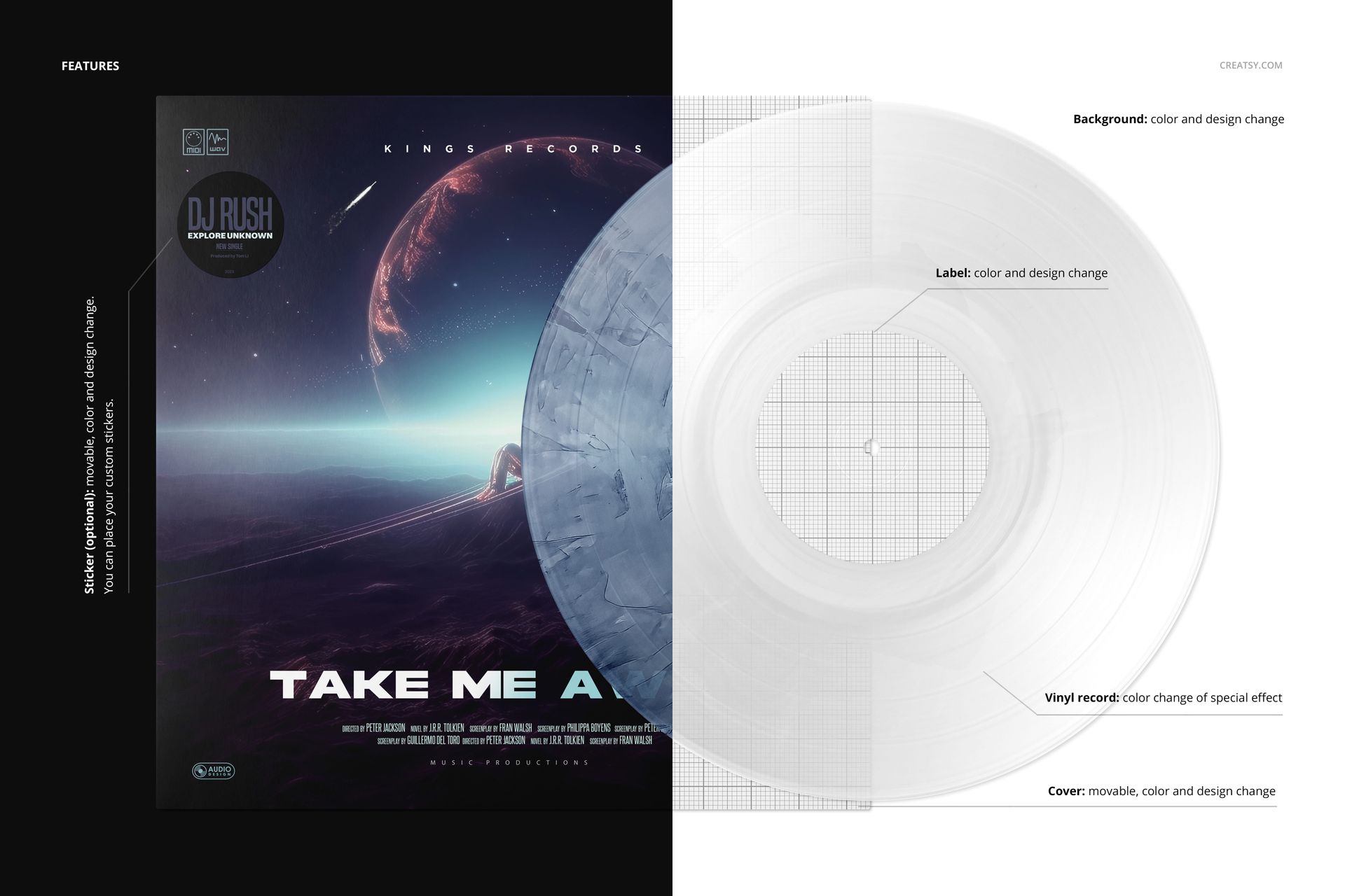 Smoke Effect Vinyl Record & Cover v.2 Mockup - mockup screenshot 3