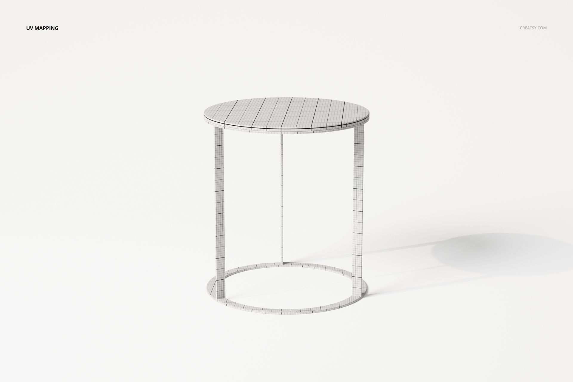 Round coffee table 3D model with wireframe mesh, shown from a front angle on a plain white background.