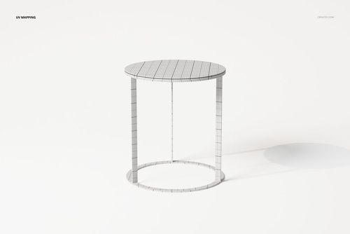 Round coffee table 3D model with wireframe mesh, shown from a front angle on a plain white background.