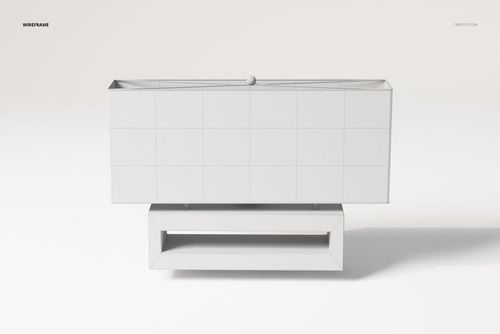 Rectangular wall lamp 3D model in white, shown from a front view on a plain light background.