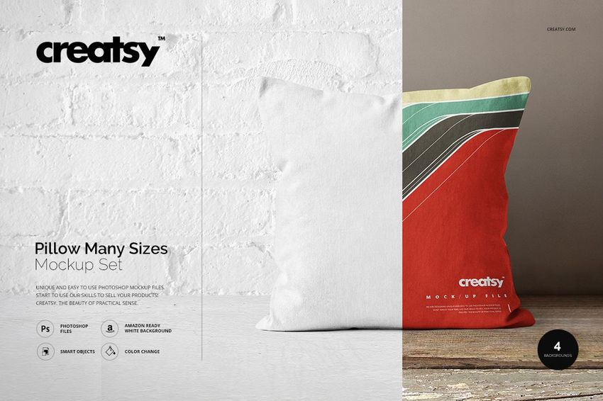 Pillow Many Sizes Mockup Set - mockup screenshot 1