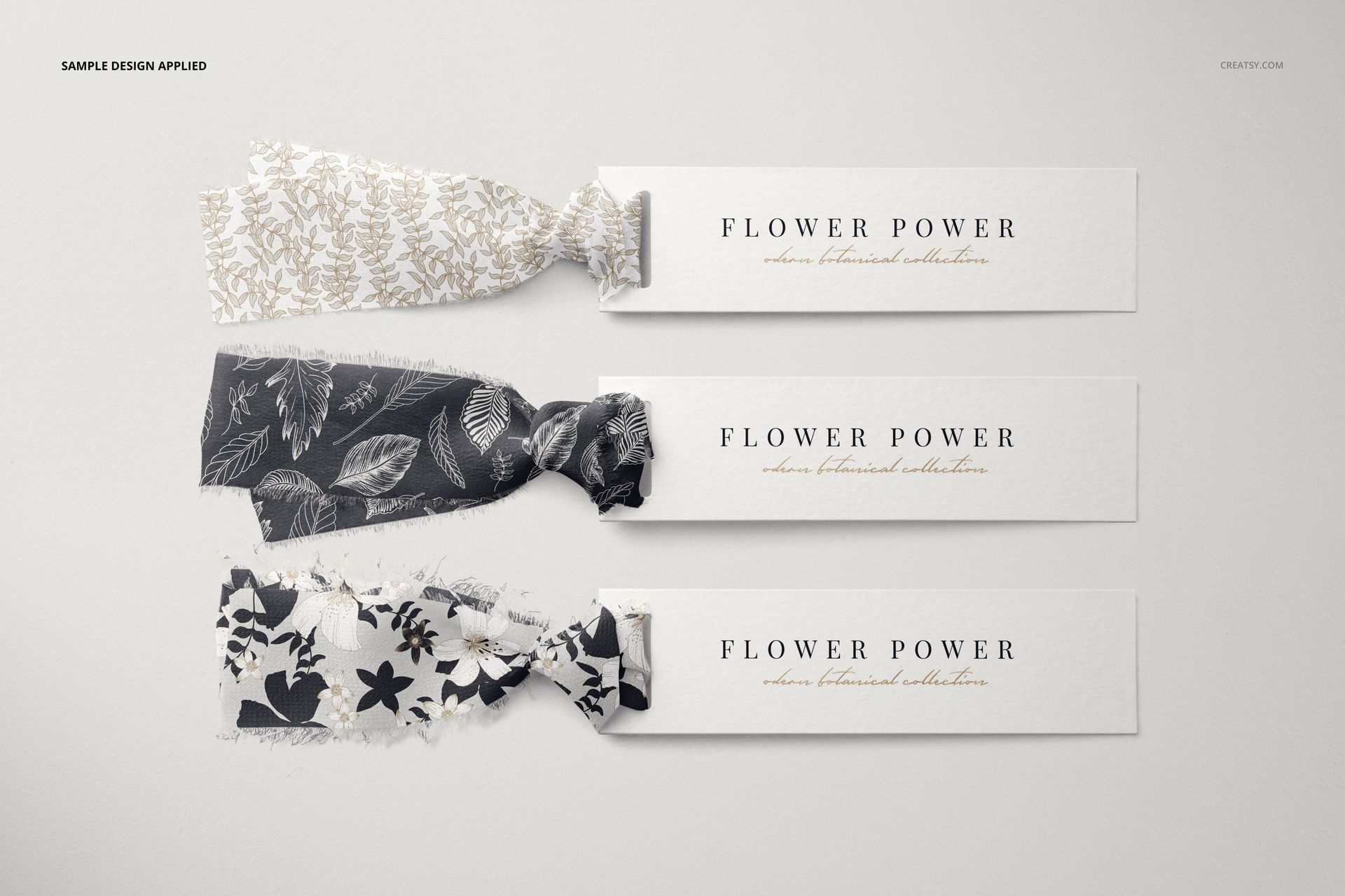 Three Silk Ribbons with Paper Labels Mockup - mockup screenshot 4