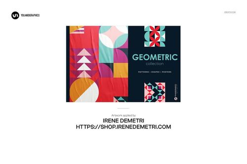 A3 fine art print mockup showing a closeup of the corner with colorful geometric patterns and bold shapes.