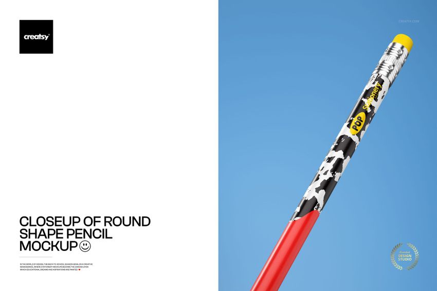 Closeup of Round Shape Pencil Mockup - mockup screenshot 1