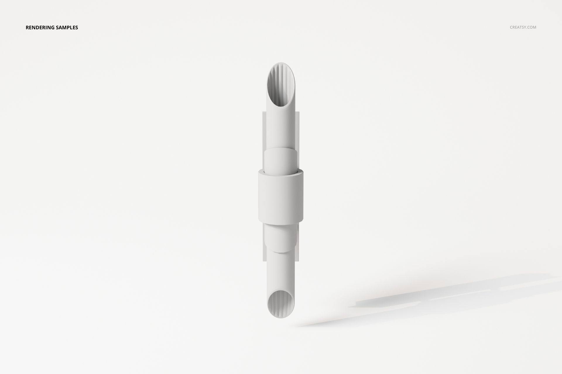 Front view of a two-way dual lamp 3D model with cylindrical white shades and a central connecting piece on a plain background.