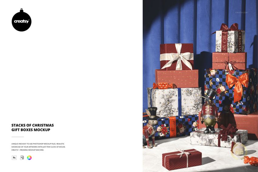 Stacks of Christmas Gift Boxes Mockup - mockup screenshot 1