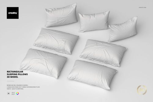 Rectangular Sleeping Pillows 3D Model - mockup preview 1