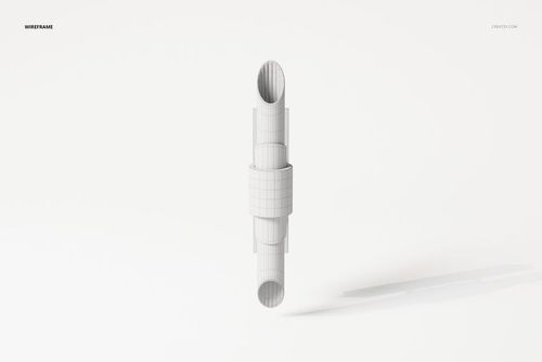 Wireframe render of a two-way dual lamp 3D model in a minimal scene, shown from a front view on a white background.