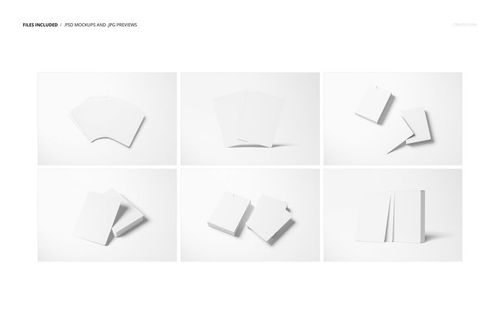 Six mockup layouts of plain playing cards, each arranged uniquely on a clean white surface with soft shadows.