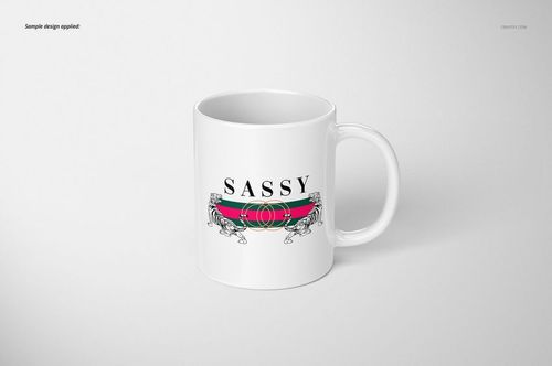 White ceramic 11oz mug with a colorful graphic and bold text, displayed on a light gray surface in front view.