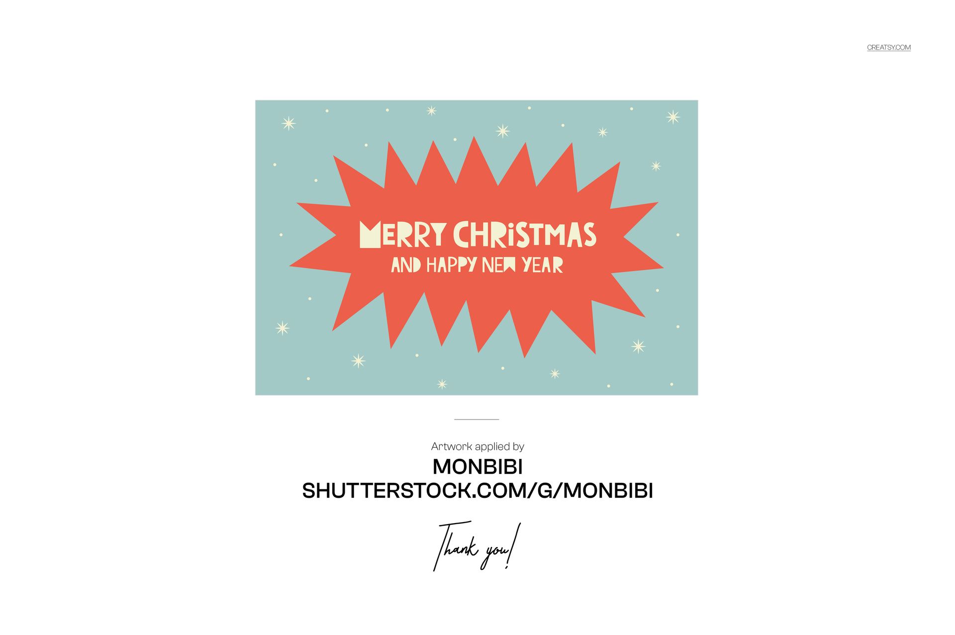 Christmas gift box mockup with a festive red starburst design, Merry Christmas text, and blue background with stars.
