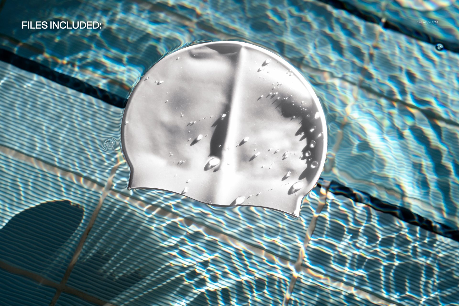 Free Floating Swim Cap in Pool PSD Mockup - mockup screenshot 2