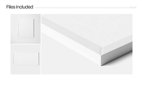 Close-up view of a solid wooden frame mockup set with white matte finish, showing square and rectangular frames.