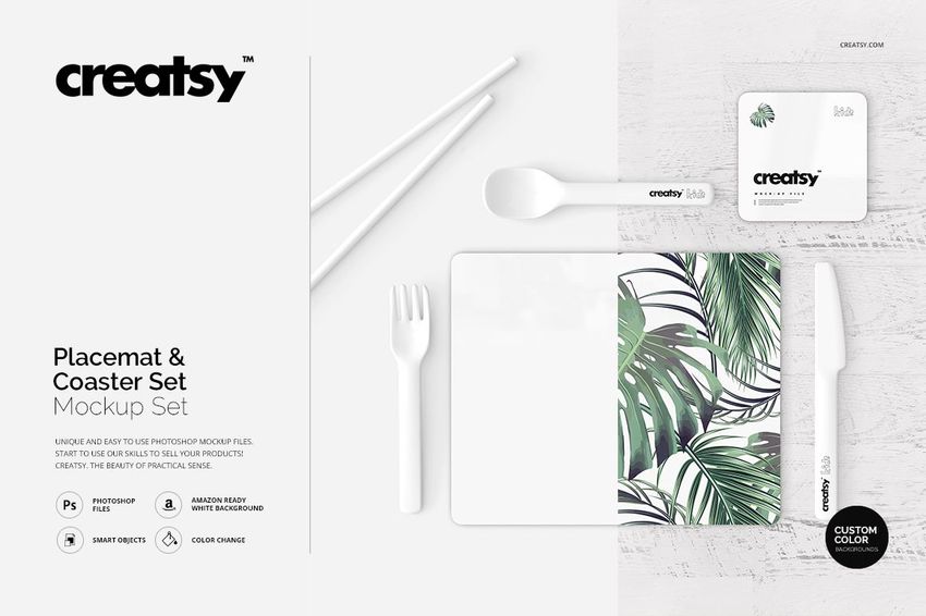 Placemat and Coaster Set Mockup Set - mockup screenshot 1