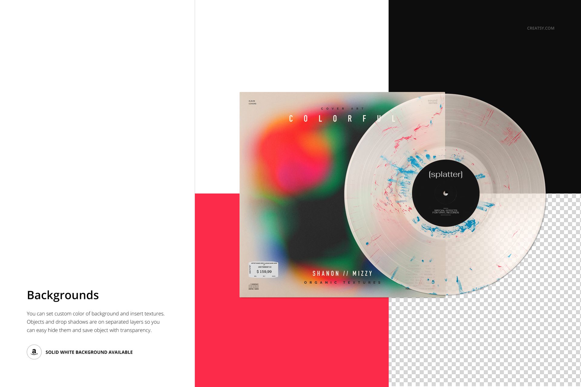 Splatter Effect Vinyl Record & Cover v.10 Mockup - mockup screenshot 5