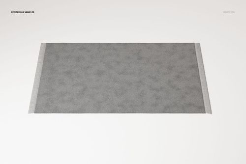 Large rectangular fringed rug in solid gray color, displayed from a top view on a plain white background.