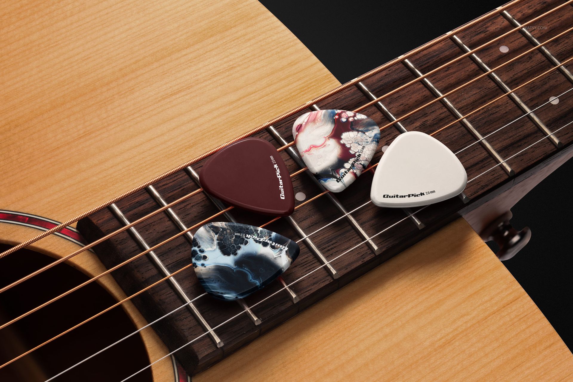 Guitar Pick with Guitar Mockup Set - mockup screenshot 7