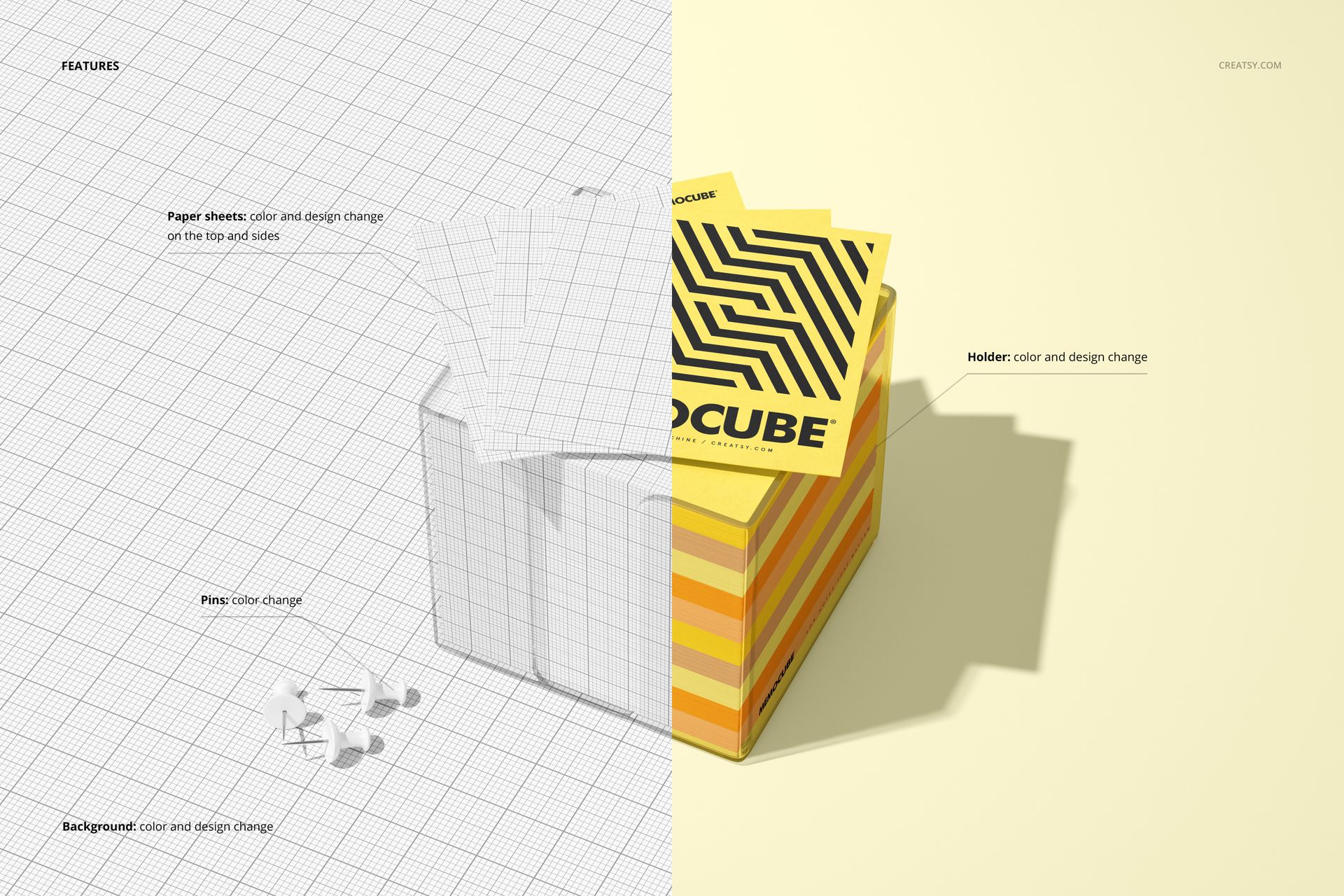 Memo Block Cube in Acrylic Holder Mockup Set 2 - mockup screenshot 3