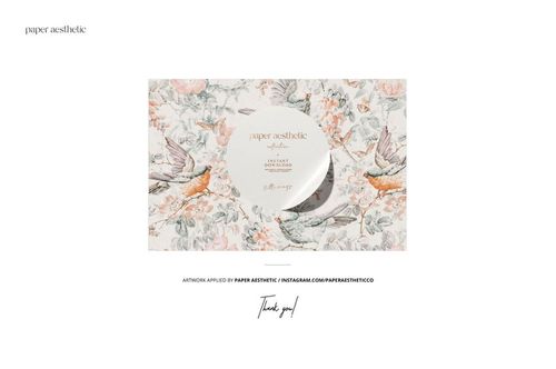 Lamp shade mockup with a floral and bird pattern, shown from a front angle on a white background.