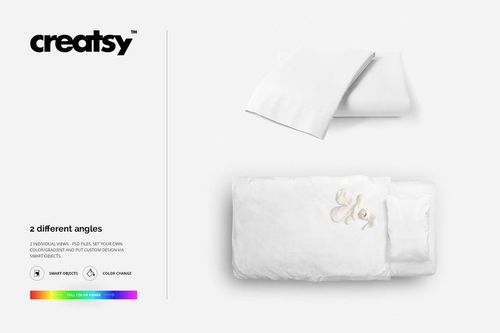 Single bed bedding mockup featuring a white duvet and pillow set, top view with minimal decorative props.