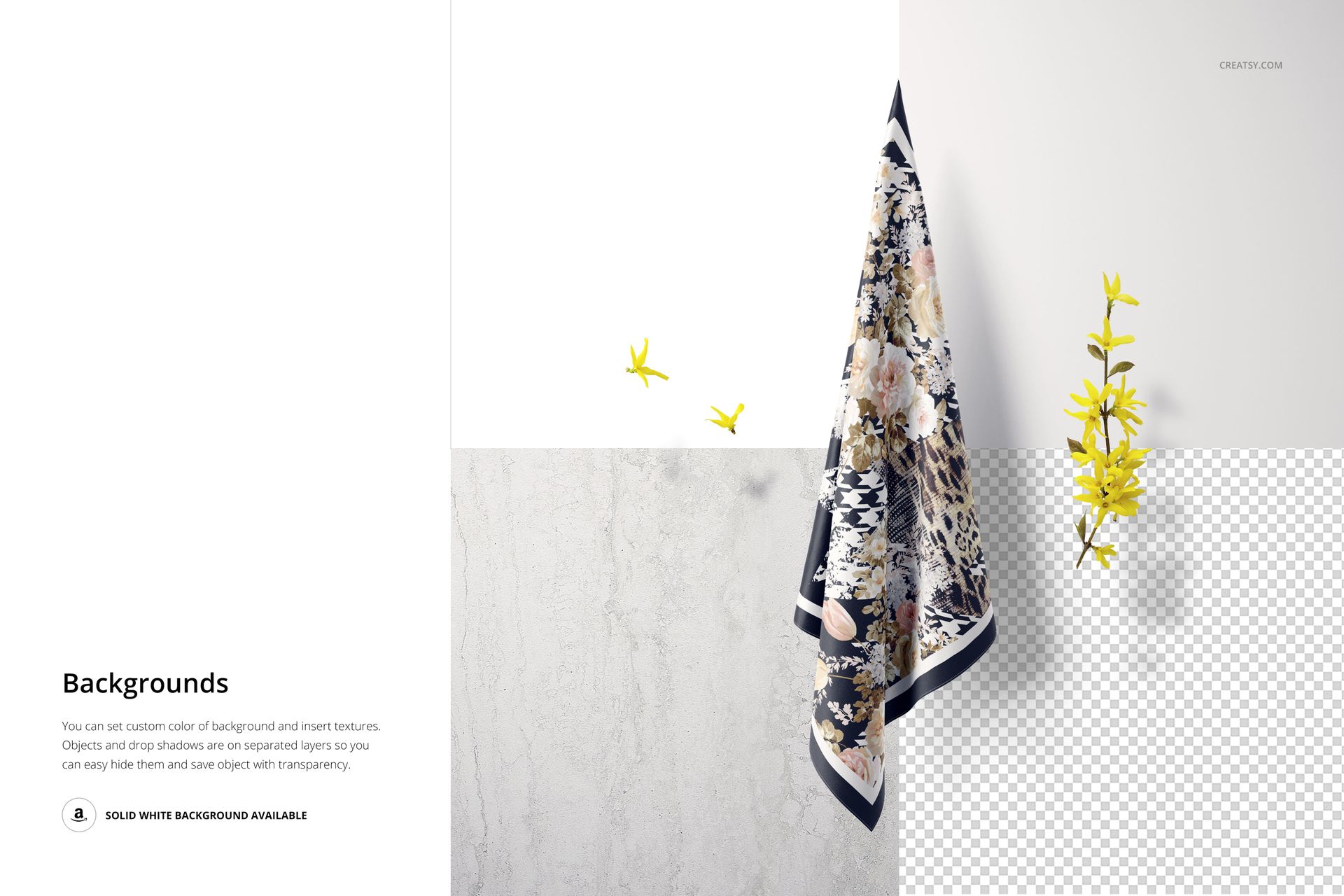 Hanging Square Silk Scarf Mockup - mockup screenshot 5