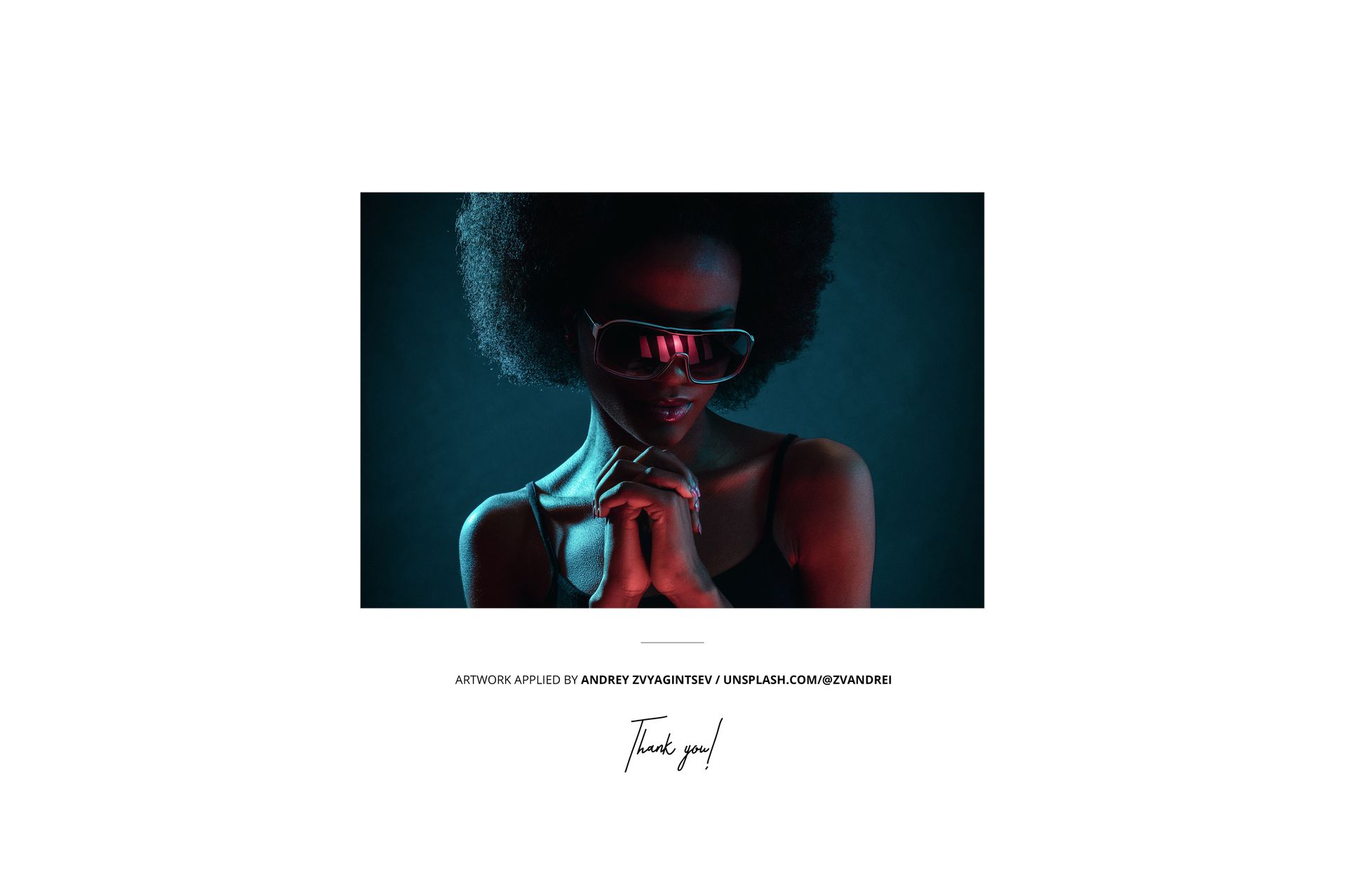 Canvas paper mockup featuring a portrait of a person with hands clasped, shown against a dark background with colored lighting.