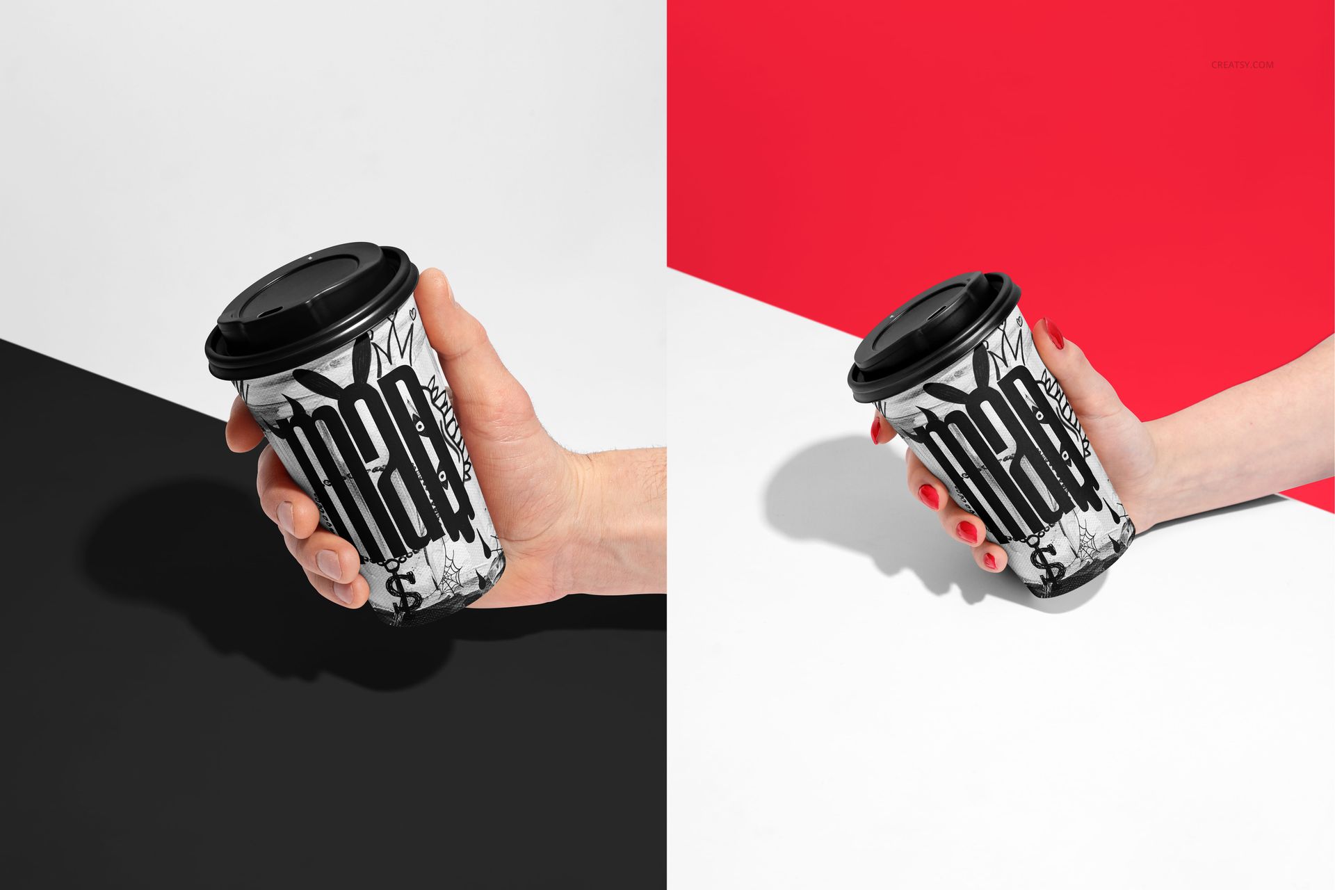 Paper Coffee Cup in Hand Mockup Set - mockup screenshot 4
