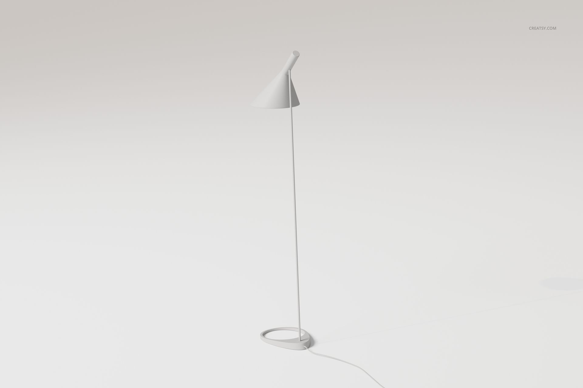 Modern steel floor lamp with a minimalist design, shown from a front angle on a plain white background.