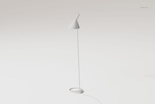 Modern steel floor lamp with a minimalist design, shown from a front angle on a plain white background.