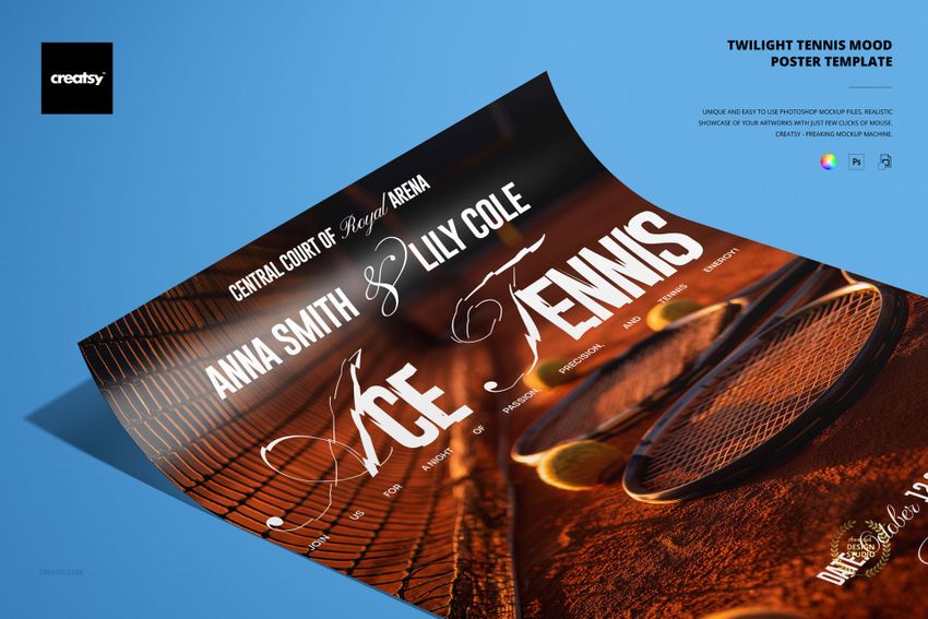 Twilight Tennis Mood Poster Template - mockup screenshot 1