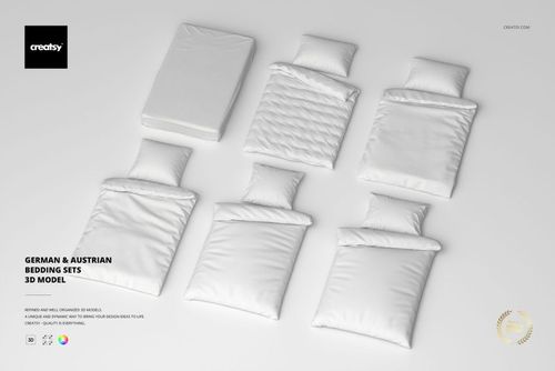 German & Austrian Bedding Sets 3D Model - mockup preview 1