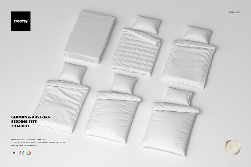 German & Austrian Bedding Sets 3D Model - mockup screenshot 1