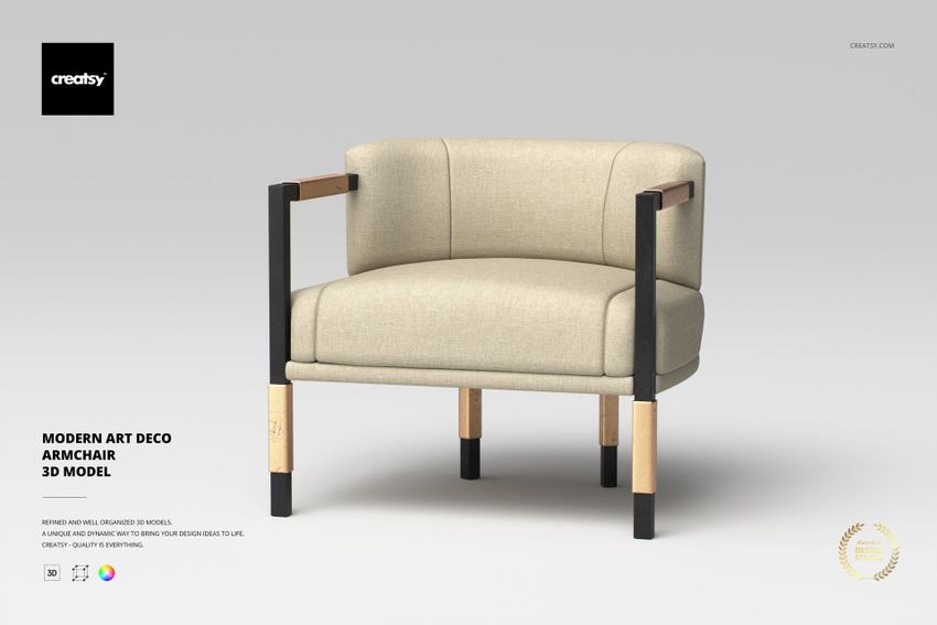 Modern Art Deco Armchair 3D Model - mockup screenshot 1