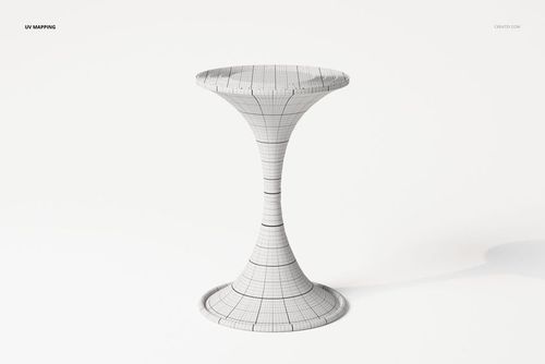 Double-sided chalice table 3D model with wireframe mesh, shown from a front angle on a plain white background.