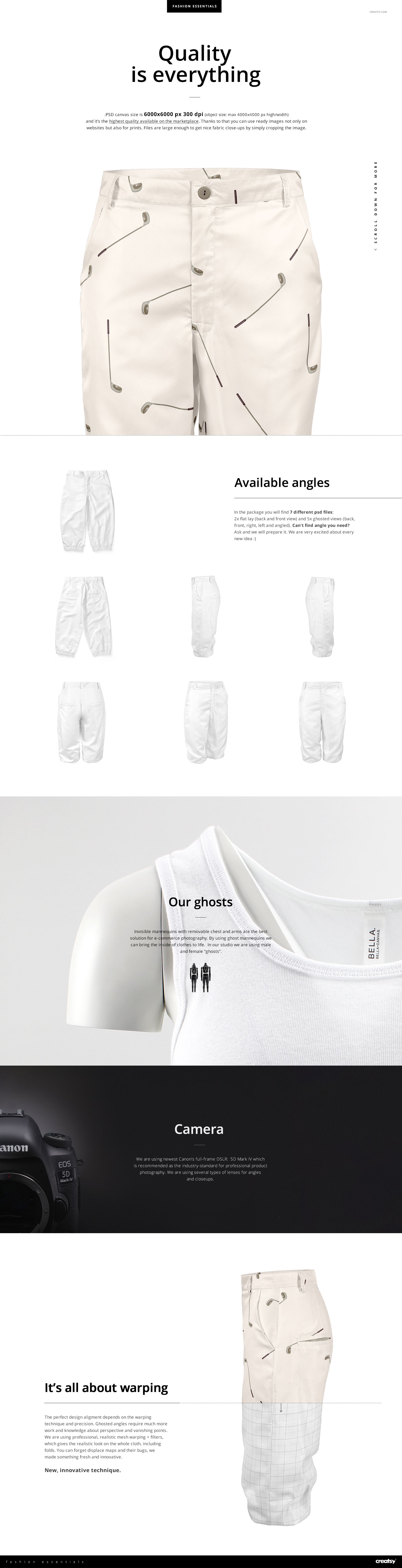 Women’s polyester golf knickers in a light color with zipper details, shown in a front view mockup layout.