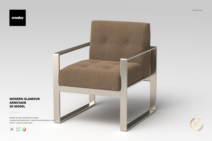 Modern Glamour Armchair 3D Model - mockup screenshot 1