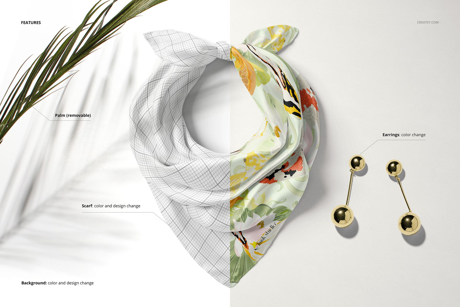 Top View of Wrapped Silk Scarf Mockup - mockup screenshot 3